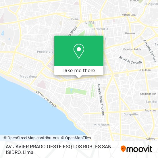 AV  JAVIER PRADO OESTE ESQ  LOS ROBLES SAN ISIDRO map