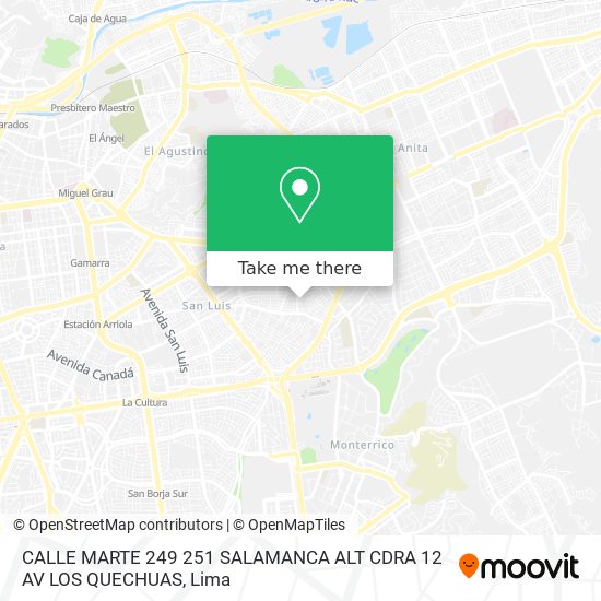 Mapa de CALLE MARTE 249 251  SALAMANCA  ALT  CDRA 12 AV  LOS QUECHUAS