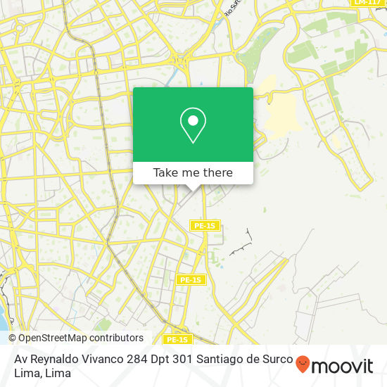 Av Reynaldo Vivanco 284  Dpt  301  Santiago de Surco  Lima map