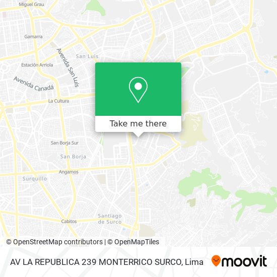 AV  LA REPUBLICA 239   MONTERRICO   SURCO map