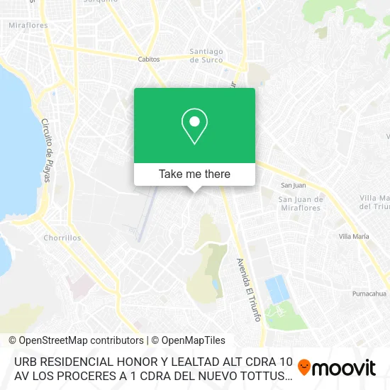 Mapa de URB RESIDENCIAL HONOR Y LEALTAD   ALT CDRA 10 AV LOS PROCERES  A 1 CDRA  DEL NUEVO TOTTUS PROCERES