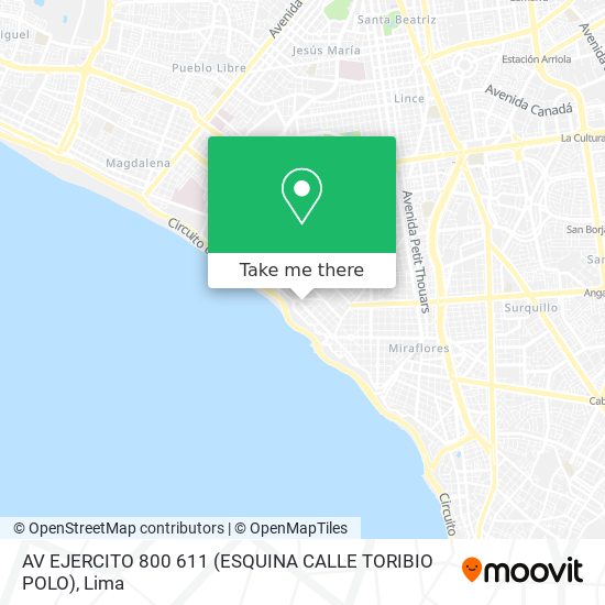 AV EJERCITO 800   611  (ESQUINA CALLE TORIBIO POLO) map
