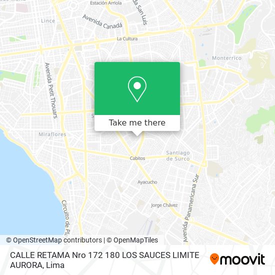 CALLE  RETAMA Nro  172   180 LOS SAUCES LIMITE AURORA map