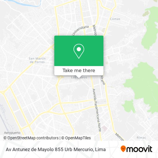 Av  Antunez de Mayolo 855 Urb  Mercurio map