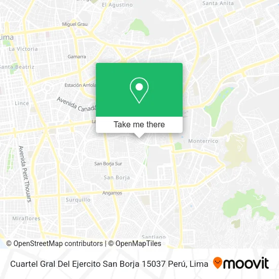 Mapa de Cuartel Gral Del Ejercito  San Borja 15037  Perú