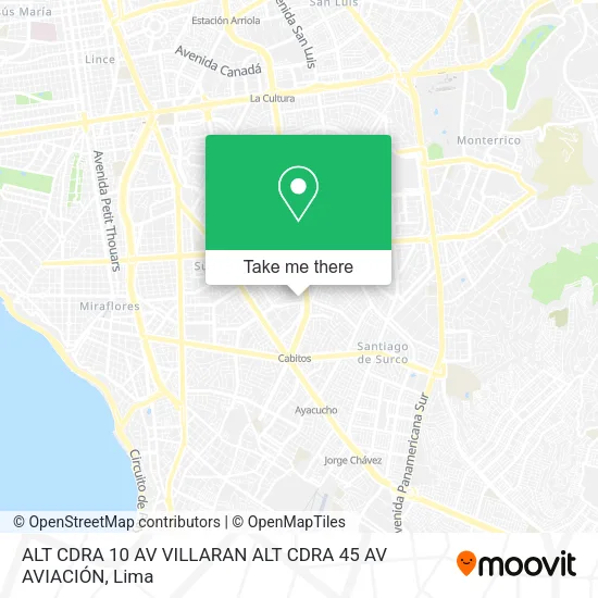 ALT  CDRA  10 AV  VILLARAN   ALT  CDRA  45 AV  AVIACIÓN map