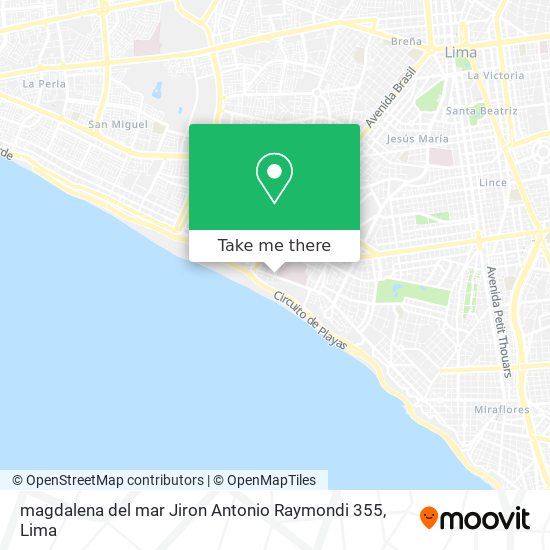 magdalena del mar   Jiron Antonio Raymondi 355 map