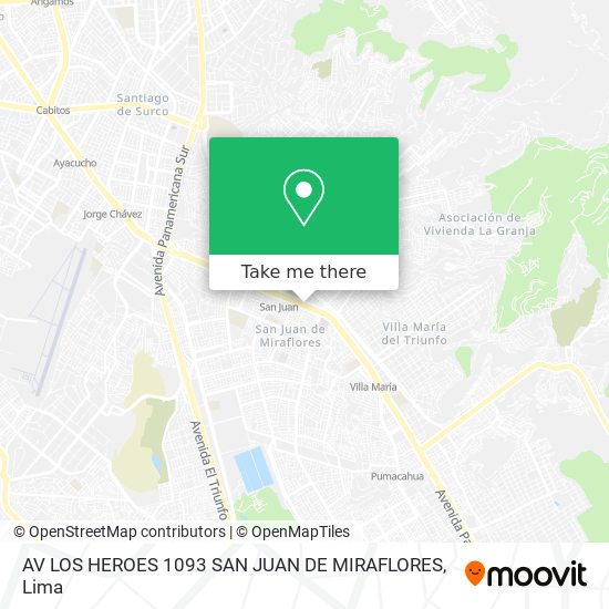 Mapa de AV LOS HEROES 1093 SAN JUAN DE MIRAFLORES