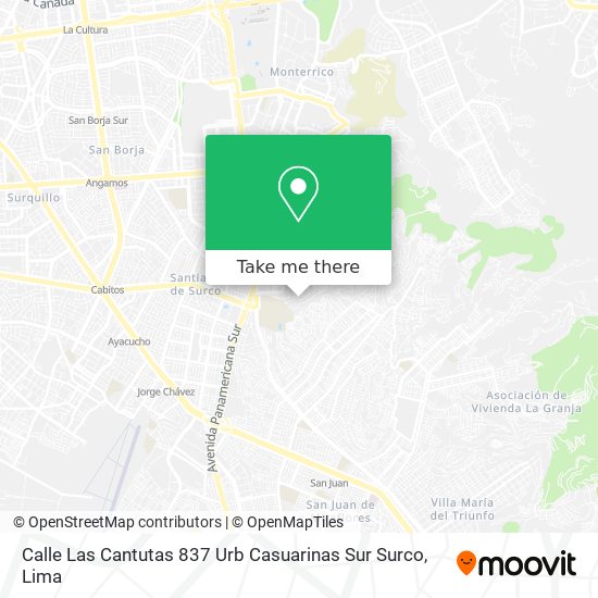 Calle Las Cantutas 837  Urb  Casuarinas Sur   Surco map