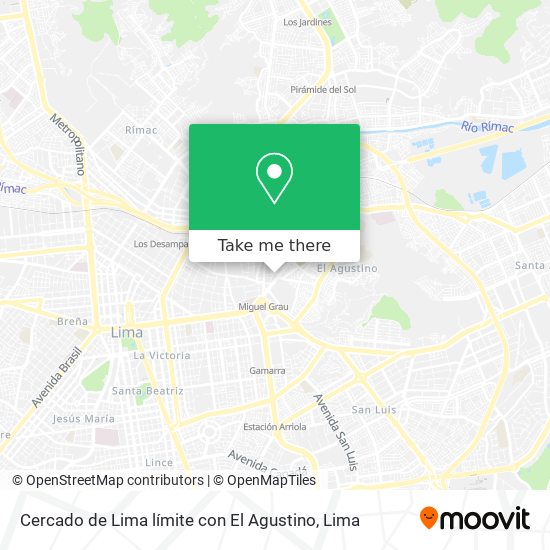 Mapa de Cercado de Lima límite con El Agustino