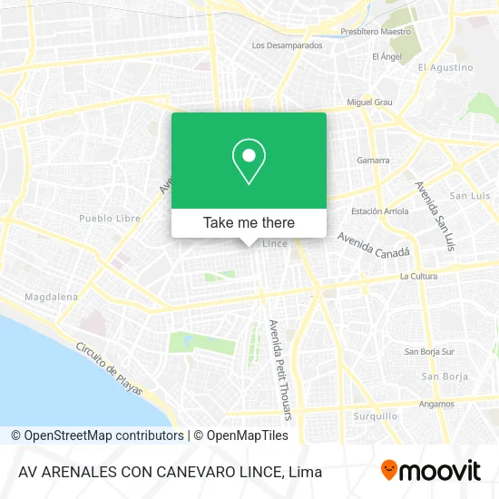 Mapa de AV ARENALES CON CANEVARO LINCE