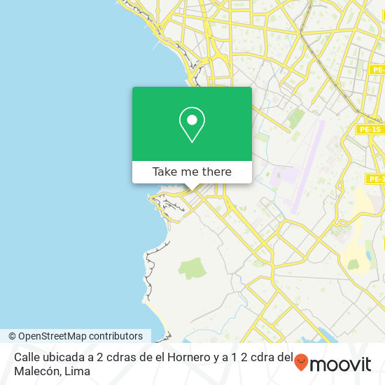 Mapa de Calle ubicada a 2 cdras de el Hornero y a 1 2 cdra del Malecón