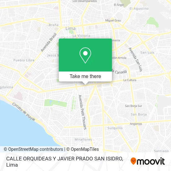 Mapa de CALLE ORQUIDEAS Y  JAVIER PRADO  SAN ISIDRO
