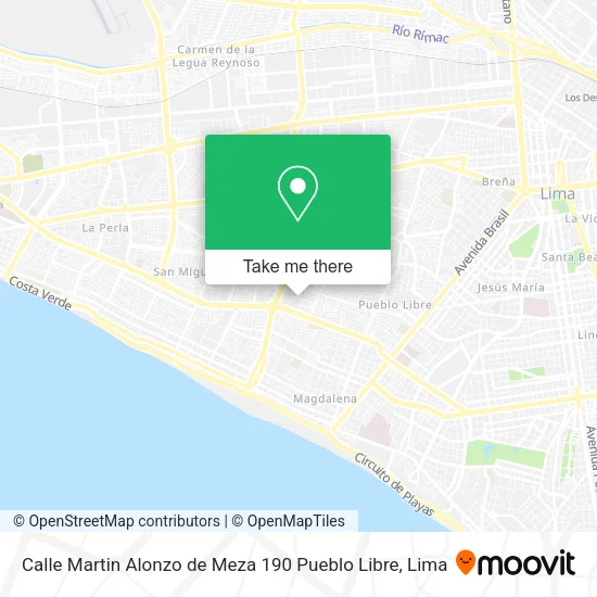 Calle Martin Alonzo de Meza 190 Pueblo Libre map