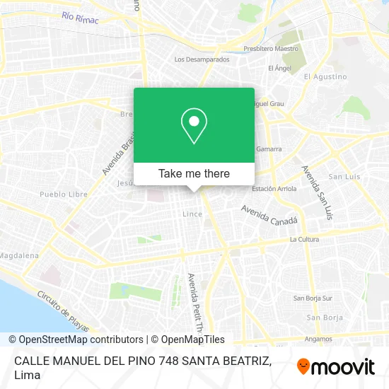 Mapa de CALLE MANUEL DEL PINO 748 SANTA BEATRIZ