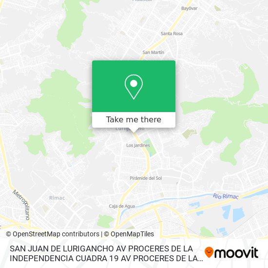 SAN JUAN DE  LURIGANCHO  AV  PROCERES  DE  LA INDEPENDENCIA CUADRA  19 AV  PROCERES  DE  LA INDEPEN map