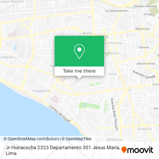 Mapa de Jr  Huiracocha 2323   Departamento 301   Jesus María