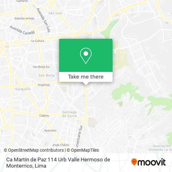 Ca Martín de Paz 114 Urb Valle Hermoso de Monterrico map