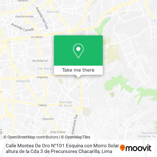 Calle Montes De Oro  N°101  Esquina con Morro Solar  altura de la Cda 3 de Precursores  Chacarilla map