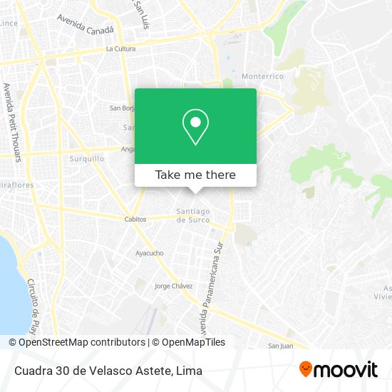 Mapa de Cuadra 30 de Velasco Astete