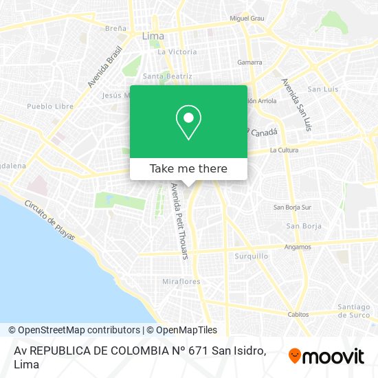 Av  REPUBLICA DE COLOMBIA Nº 671 San Isidro map