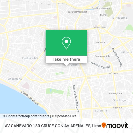 Mapa de AV CANEVARO 180 CRUCE CON AV ARENALES