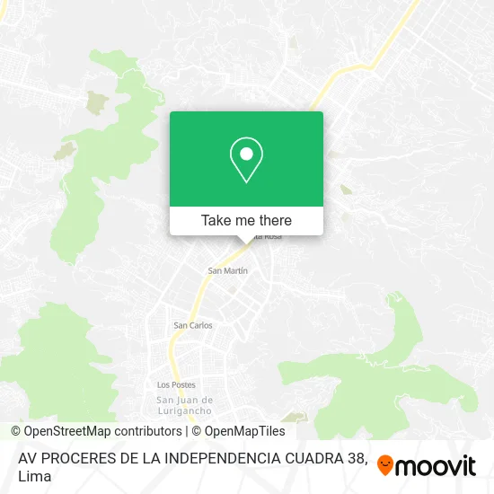 AV PROCERES DE LA INDEPENDENCIA CUADRA 38 map