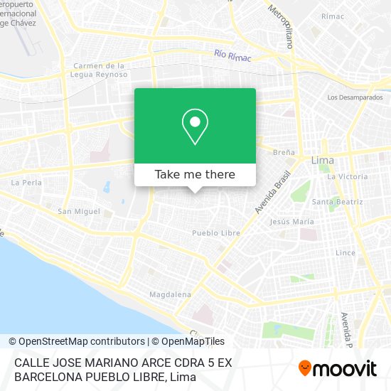 CALLE JOSE MARIANO ARCE CDRA 5 EX BARCELONA PUEBLO LIBRE map