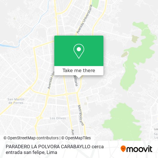 PARADERO LA POLVORA CARABAYLLO cerca  entrada san felipe map