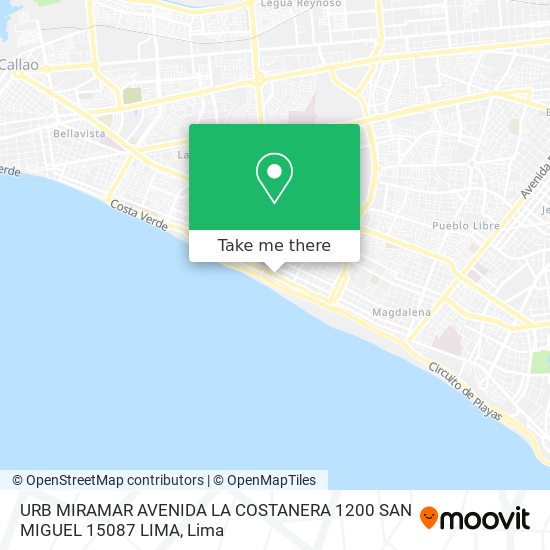 URB  MIRAMAR  AVENIDA LA COSTANERA 1200 SAN MIGUEL 15087 LIMA map