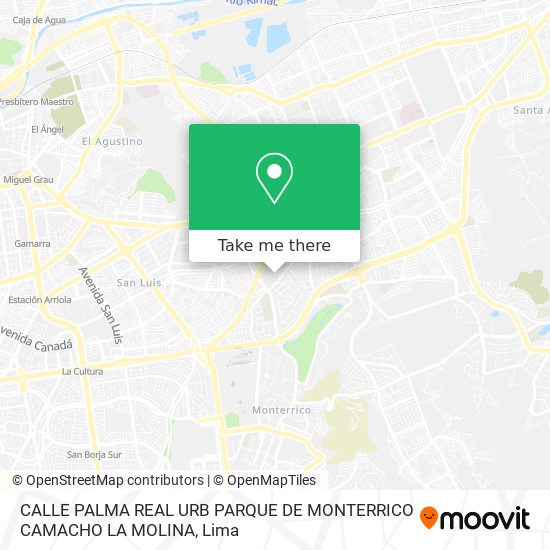 CALLE PALMA REAL URB  PARQUE DE MONTERRICO   CAMACHO   LA MOLINA map