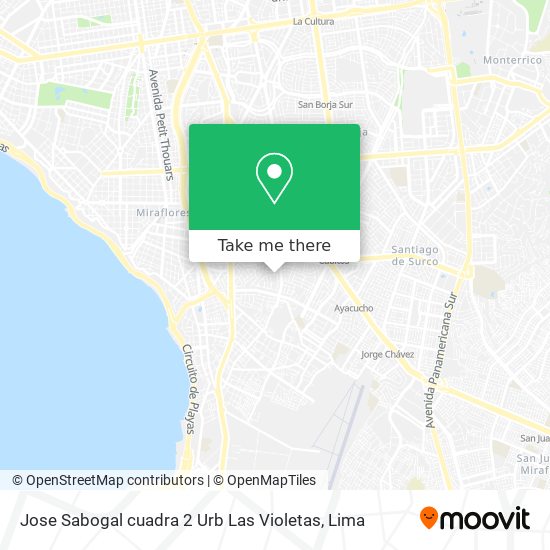 Mapa de Jose Sabogal cuadra 2  Urb  Las Violetas