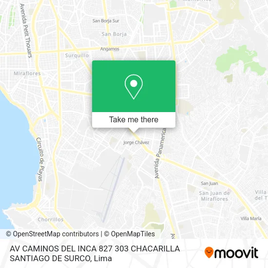AV  CAMINOS DEL INCA 827   303 CHACARILLA   SANTIAGO DE SURCO map