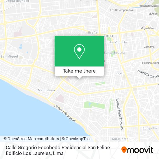 Mapa de Calle Gregorio Escobedo  Residencial San Felipe  Edificio Los Laureles