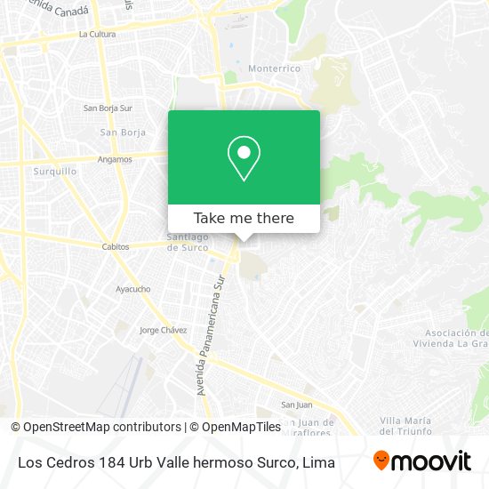 Los Cedros 184 Urb  Valle hermoso Surco map