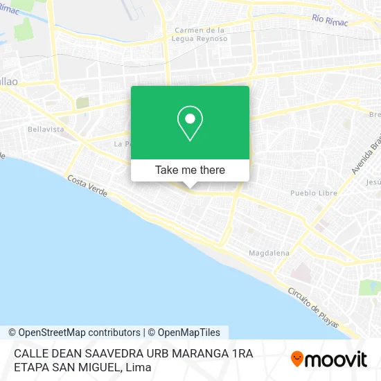 Mapa de CALLE DEAN SAAVEDRA  URB  MARANGA  1RA  ETAPA SAN MIGUEL