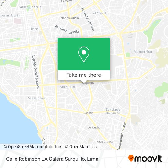 Mapa de Calle Robinson LA Calera Surquillo