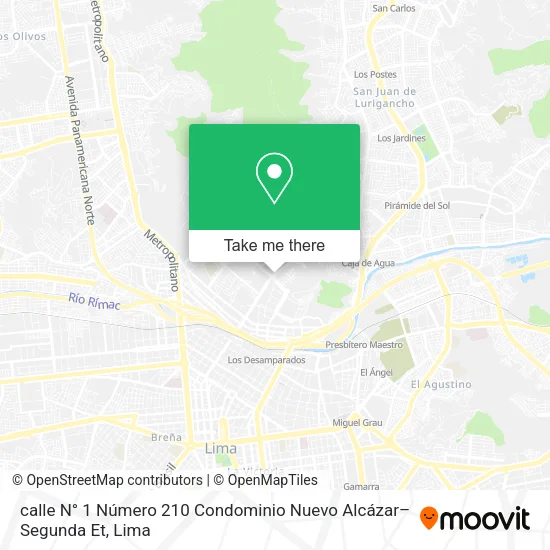 calle N° 1 Número 210  Condominio Nuevo Alcázar–Segunda Et map