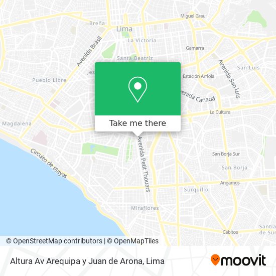 Altura Av  Arequipa y Juan de Arona map