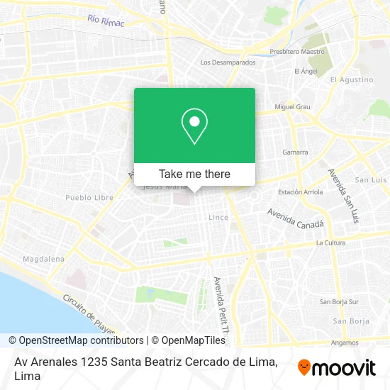 Mapa de Av  Arenales 1235   Santa Beatriz   Cercado de Lima