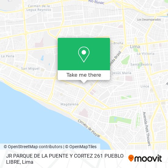 JR  PARQUE DE LA PUENTE Y CORTEZ   261  PUEBLO LIBRE map