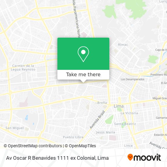 Mapa de Av  Oscar R  Benavides 1111  ex Colonial