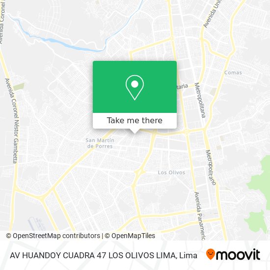 AV  HUANDOY CUADRA 47   LOS OLIVOS LIMA map