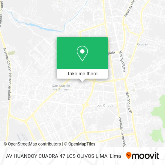 AV  HUANDOY CUADRA 47   LOS OLIVOS LIMA map