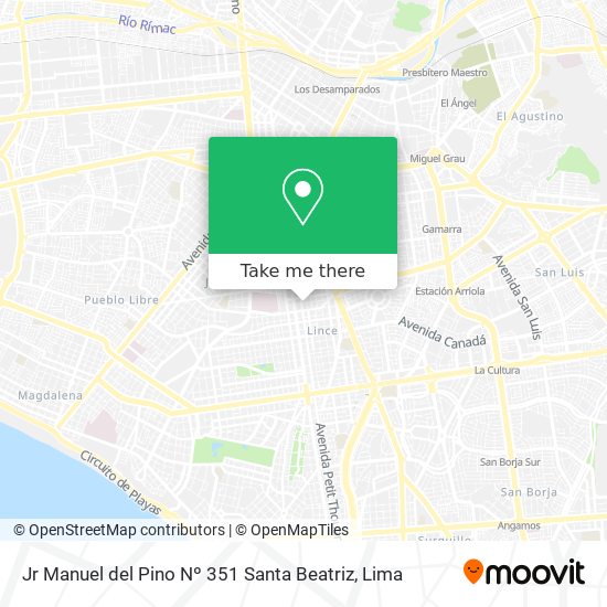 Mapa de Jr  Manuel del Pino Nº 351 Santa Beatriz