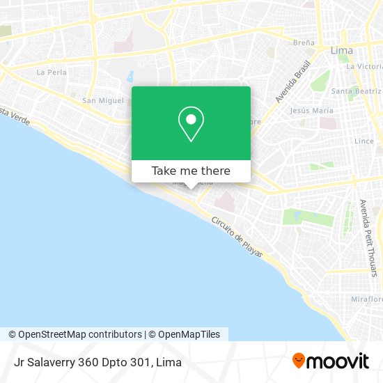 Mapa de Jr  Salaverry 360 Dpto  301