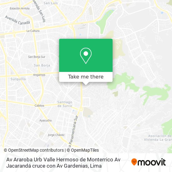 Mapa de Av  Araroba   Urb  Valle  Hermoso de Monterrico   Av  Jacarandá cruce con Av  Gardenias