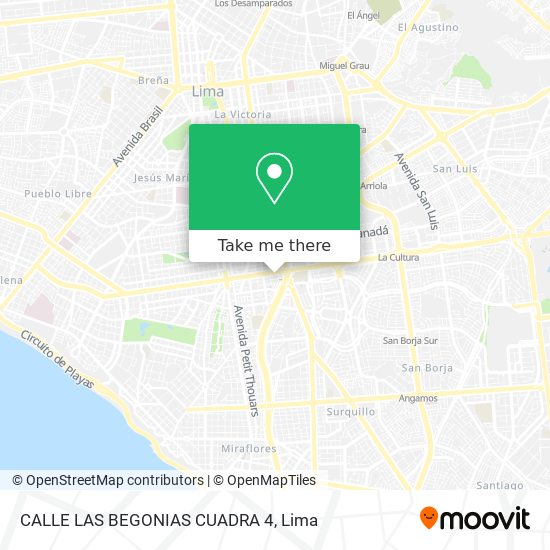 CALLE LAS BEGONIAS CUADRA 4 map