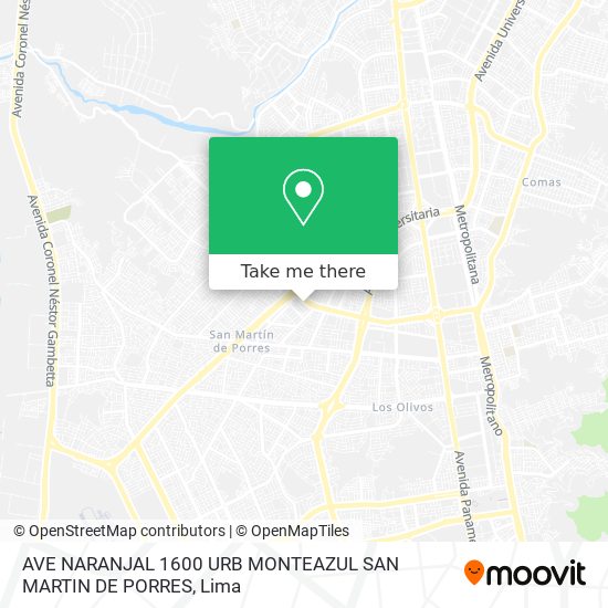 Mapa de AVE NARANJAL 1600 URB MONTEAZUL SAN MARTIN DE PORRES