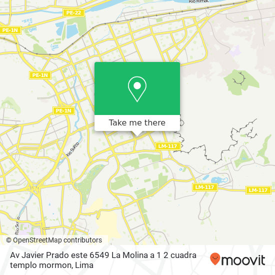 Av Javier Prado este  6549  La Molina   a 1 2 cuadra templo mormon map